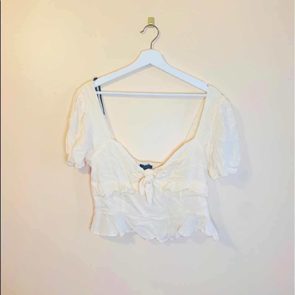 F21 satin white chiffon crop top